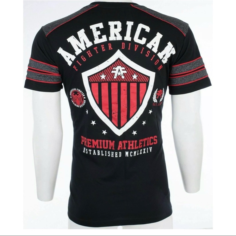 AMERICAN FIGHTER Excelsior Black Athletic Fit Mens Crewneck T-shirt L-3XL NWT - Picture 9 of 10